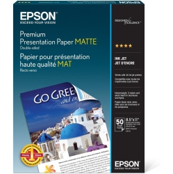 EPSON S041568 Premium Presentation Paper Matte Double Sided, Letter Size, 50 Sheets Ink