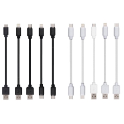 JUSOFU Short USB Cable, 10 Pack, Mixed 5 Varieties 10-Inch Cables Compatible With Iphone15-5Th, Ipad, Macbook, Samsung