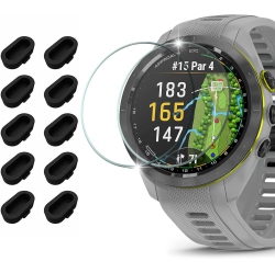 MIIMALL [10+2 Pack] Compatible With Garmin Approach S70-42MM Screen Protector With Charger Port Protector, Anti-Scratch In Multicolor