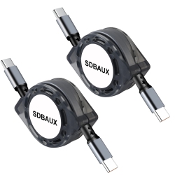 SDBAUX USB C 60W Charging Cable, Retractable C to C Charger Cord for Iphone 15/iphone 15 Pro Max/ipad Mini 6/pro