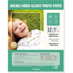 PIKAPOKA Double Sided Glossy Photo Paper 8.5 X 11 Letter Size for Inkjet Printer, 100 Bulk Pack, 190Gsm/50Lb