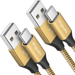 ETGUUDS USB C Cable 3Ft, 2-Pack USB to USB C Cable 3A Fast Charging Type C Cable Braided Data Cord for Iphone 15 In Gold