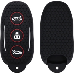 KWMOBILE Key Cover Compatible With Tesla Model S Car Key - Soft Silicone Car Key Fob Holder Protector Case - In Black/red