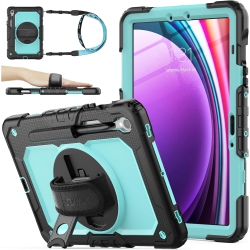 SEYMAC STOCK Case for Samsung Galaxy Tab S9/ S9 Fe 2023 5G With Screen Protector Pencil Holder [360 Rotating Hand