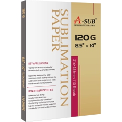 A-SUB Sublimation Paper Heat Transfer 110 Sheets 8.5 X 14 Inches Legal Size Compatible With Inkjet Printer 120Gsm
