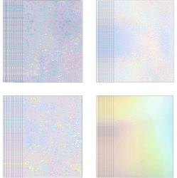BETTERJONNY 40 Sheets Holographic Sticker Paper, A4 Size Clear Vinyl Self Adhesive Lamination Sticker 4 Styles 8X11.6In