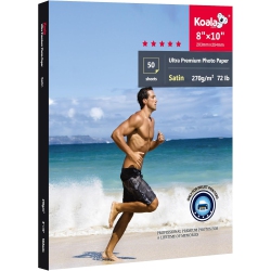 KOALA PAPER Koala Ultra Premium Photo Paper 8 X 10 In Satin Photo Printer Paper for Inkjet Printer Water-Resistant Semi Gloss 50