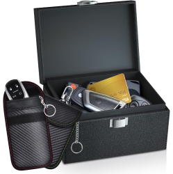 OMKHE Faraday Box for Car Keys And Faraday Bag for Key Fob Protector(2Pack), Car Key Signal Ing Box(14 × 11 × 7.5 Cm), In Multicolor