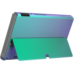 EXTREMERATE Chameleon Purple Console Back Plate Diy Replacement Housing Shell Case With Metal Kickstand In Green