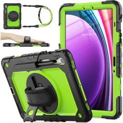 SEYMAC STOCK Case for Samsung Galaxy Tab S9/ S9 Fe 2023 5G With Screen Protector Pencil Holder [360 Rotating Hand