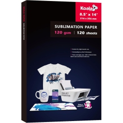 KOALA PAPER Koala Sublimation Paper 8.5X14 Inches 120Gsm 120 Sheets for Personalize Your Gift Compatible With Inkjet Printer
