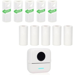 ANGELREALLY 10PCs Mini Printer Paper, 57 X 25 MM 5 Rolls Self Adhesive Thermal Paper Printable Sticker Paper And 5 Rolls In White