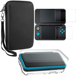 AFUNTA Protective Cases for Nintendo New 2Ds Xl With Screen Protectors, 1 Crystal Clear Case And 1 Eva Carrying Case