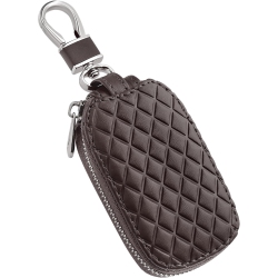 4UNEED Stylish Car Key Case With Keychain And Zipper, Genuine Leather Key Fob Protector Car Accessories for Women & In Multicolor