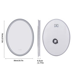 UNHO 20X28 Inch Oval Wall Mount Led Illuminated Bathroom Backlit Mirror Makeup Shaving Mirror With 3 Lights Memory Function Touch Button Anti-Fog