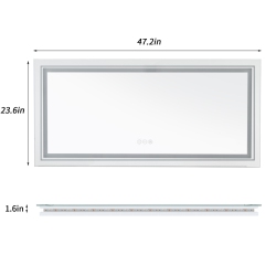 UNHO 48X24 Inch Extra Large Illuminated Led Bathroom Mirror Dimmable Lighted Vanity Mirror \w Demister Pad Smart Touch Sensor Backlit Lighted Makeup