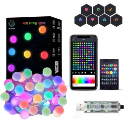 OLLNY DECOR Color Changing Globe String Lights, 16.4Ft Smart Fairy String Lights With App Control, Mini Ball Led Twinkle Lights Hanging