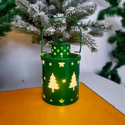 OLLNY DECOR 1-PCs Christmas Vintage Lantern \w Metal Led Small Lantern, Decorative Vintage Metallic Holiday Decoration – Festive Rustic Xmas Winter