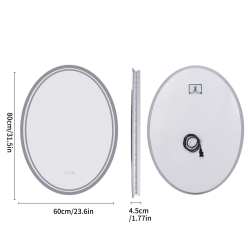 UNHO 24X32 Inch Oval Wall Mount Led Illuminated Bathroom Backlit Mirror Makeup Shaving Mirror With 3 Lights Memory Function Touch Button Anti-Fog