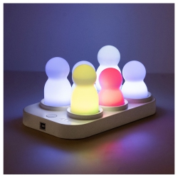 TTS Glow People 6-PCs \w Docking Station, Rechargeable Collectible Glow In The Dark Large And Small Characters, Perfect for Class Teaching, Home