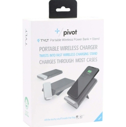 TYLT Pivot Portable Wireless Power Bank + Stand Portable Wireless Charger Twists Into Fast Wireless Charging Stand In Black