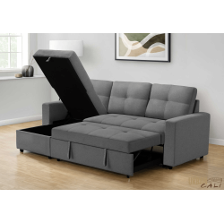 URBAN CALI Venice Sleeper Sectional Sofa Bed With Reversible Storage Chaise (Charcoal)