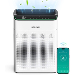 MORENTO Mr5866 Smart Air Purifier Up to 1290 Ft² for Home With Hepa Filter And Pm 2.5 Air Quality Monitor, Wi-Fi And Alexa Compatible In White