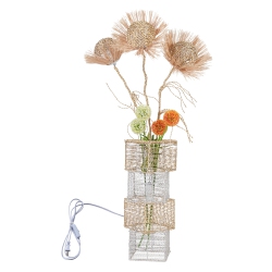 UNHO Decorative Pastoral Led Floor Lamp Hand-Woven Rattan Wicker Art Floor Standing Lamps Accents for Home, Living Area, Hotel