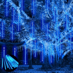 OLLNY DECOR Meteor Shower Lights Outdoor, 38.5Ft 15 Tubes 11.8" 540 Led Christmas Lights Meteor Shower Lights, Snow Falling Icicle Lights