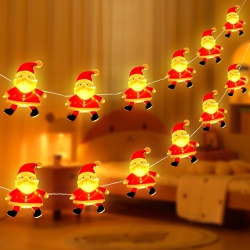 OLLNY DECOR 7Ft Christmas Lights Outdoor, 20Led 2 Modes Christmas Santa Claus Lights, Battery Operated Waterproof Christmas Fairy Lights Indoor For