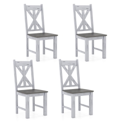 COSTWAY Wooden Dining Chair Set Of 4 With Rubber Wood Frame Elegant Hollowed Backrest