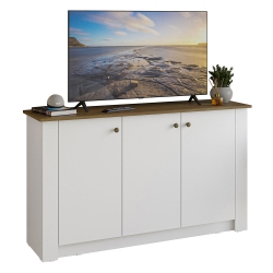 MADESA Tv Stand And Storage Cabinet \w 3 Doors Wooden Entertainment Unit for Living Room Or Bedroom Ideal for Storing Media Devices, Remote