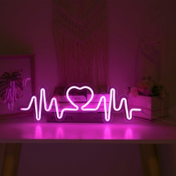 OLLNY DECOR 1-PCs USB Powered Heartbeat Led Neon Signs Wall Light Love Logo Backplane Lighing Confession Decor In Pink