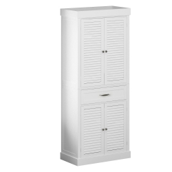 HOMSEE Paint Wood Storage Cabinet With 4-Shutter Doors, Drawers And Adjustable Shelves for Office, Kitchen In White