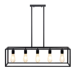 UNHO 5 Light Modern Kitchen Island Pendant Industrial Light Ceiling Hanging Lighting With Metal Frame for Bar Metal Farmhouse Chandelier