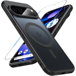 HLD Google Pixel 9 / Pixel 9 Pro Case \w Screen Protector, Magnetic Translucent Back, Military Grade Shockproof Drop Protection Slim Bumper Cover