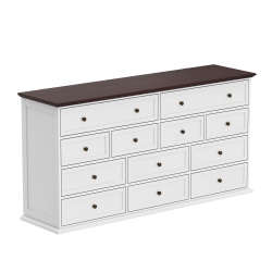 HOMSEE 12-Drawer Wood Dresser Storage Cabinet, Vintage Style (31.5" H X 61" W X 15.7" D), Elegant Finish In White