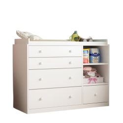 HOMSEE Wood Dresser With 5 Drawers, Vanity Table, And Storage Cabinet With Shelf, (47.2" W X 19.7" D X 36.1" H) In White