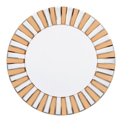 UNHO 24 Inch High-Grade Contemporary Decor Wall Mirror Round Vintage Tawny Starburst Mirror Beveled Edge Sunburst Frame Decor for Living Room Bedroom