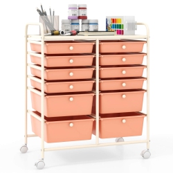 COSTWAY 12 Drawers Rolling Cart Storage Mutlicolor Scrapbook Paper Studio Organizer Bins