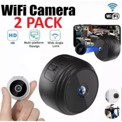 TEDLIN 2 Pack Of Mini Wifi HD Security Camera Wireless for Smart Home Security \w Live Video Phone App, Human & Pet Detection, Car Nanny Cam, Sound &