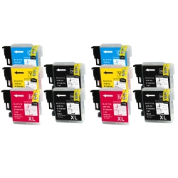 MAX SAVING 10 Pack Compatible Ink Cartridges Lc61, Lc65 (4K, 2C, 2M, 2Y) for Brother Lc-61 Lc-65 Mfc-250C Mfc-255Cw Mfc-290C Mfc-295Cn Mfc-490Cw