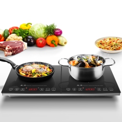 AMZCHEF Double Induction Hob With Dual Zone Control And 20 Power Levels