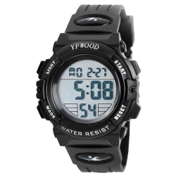 YFWOOD Kids Digital Watch Waterproof Outdoor Watches Children Casual Electronic Analog Quartz Wrist Watches \w Silicone Band Luminous Alarm