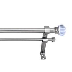 VERSAILLES - Imperial Regal Double Curtain Rod Set, Adjustable Length From 72" to 144" In Silver