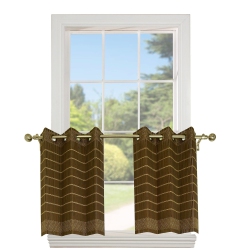 VERSAILLES - 2 Bamboo Grommet Top Curtain Panels, Brass Grommets, 48" X 24", Walnut