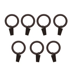 VERSAILLES - Set Of 7 Curtain Clip Rings With Nylon Lining, Silent Glide In Brown