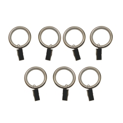 VERSAILLES - Set Of 7 Curtain Clip Rings With Nylon Lining, Silent Glide In Silver
