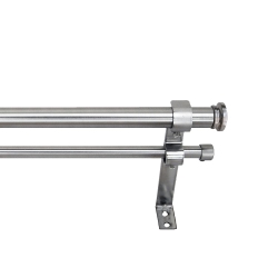 VERSAILLES - Imperial Corona Double Curtain Rod Set, Adjustable Length From 72" to 144" In Silver