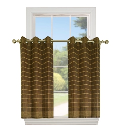 VERSAILLES - 2 Bamboo Grommet Top Curtain Panels, Brass Grommets, 48" X 36", Walnut